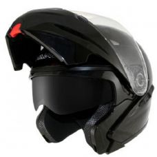 HAWK Glossy-Black Dual-Visor Motorcycle Helmet